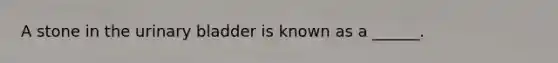 A stone in the urinary bladder is known as a ______.