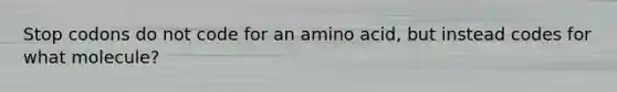 Stop codons do not code for an amino acid, but instead codes for what molecule?