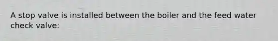 A stop valve is installed between the boiler and the feed water check valve: