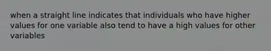 when a straight line indicates that individuals who have higher values for one variable also tend to have a high values for other variables