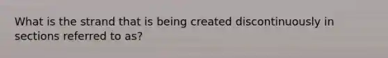 What is the strand that is being created discontinuously in sections referred to as?