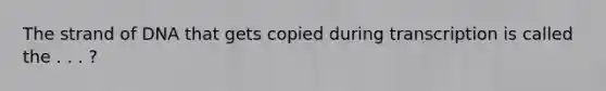 The strand of DNA that gets copied during transcription is called the . . . ?