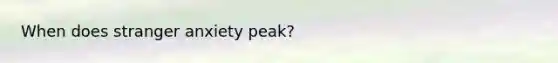 When does stranger anxiety peak?
