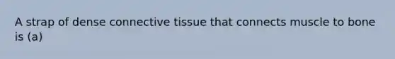 A strap of dense connective tissue that connects muscle to bone is (a)