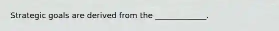 Strategic goals are derived from the​ _____________.
