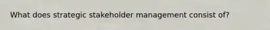 What does strategic stakeholder management consist of?