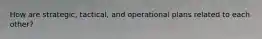 How are strategic, tactical, and operational plans related to each other?