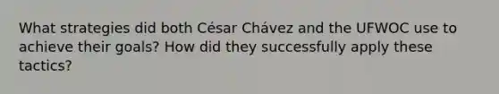 What strategies did both César Chávez and the UFWOC use to achieve their goals? How did they successfully apply these tactics?