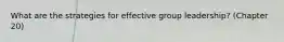 What are the strategies for effective group leadership? (Chapter 20)