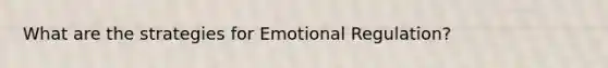 What are the strategies for Emotional Regulation?