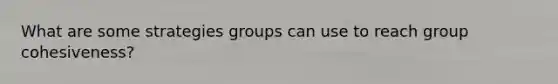 What are some strategies groups can use to reach group cohesiveness?