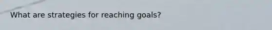 What are strategies for reaching goals?