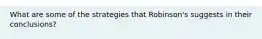 What are some of the strategies that Robinson's suggests in their conclusions?