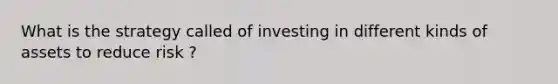 What is the strategy called of investing in different kinds of assets to reduce risk ?