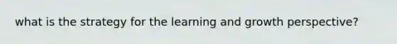 what is the strategy for the learning and growth perspective?