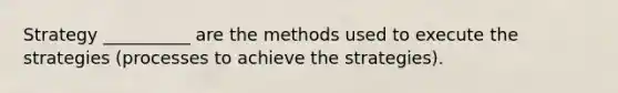 Strategy __________ are the methods used to execute the strategies (processes to achieve the strategies).