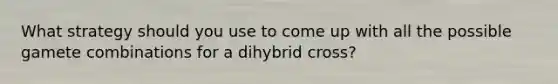 What strategy should you use to come up with all the possible gamete combinations for a dihybrid cross?