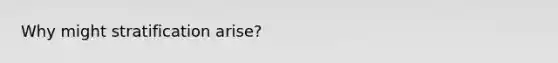 Why might stratification arise?