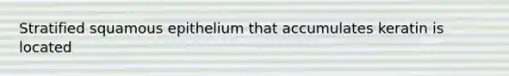 Stratified squamous epithelium that accumulates keratin is located