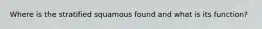 Where is the stratified squamous found and what is its function?