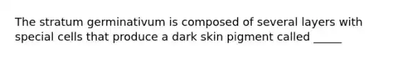 The stratum germinativum is composed of several layers with special cells that produce a dark skin pigment called _____