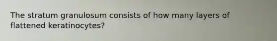 The stratum granulosum consists of how many layers of flattened keratinocytes?