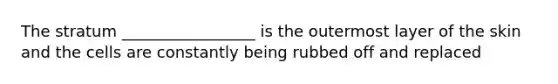 The stratum _________________ is the outermost layer of the skin and the cells are constantly being rubbed off and replaced