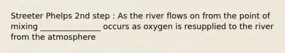 Streeter Phelps 2nd step : As the river flows on from the point of mixing _______________ occurs as oxygen is resupplied to the river from the atmosphere