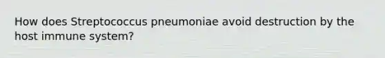 How does Streptococcus pneumoniae avoid destruction by the host immune system?