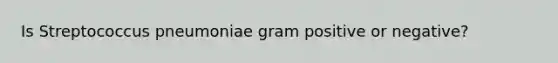 Is Streptococcus pneumoniae gram positive or negative?