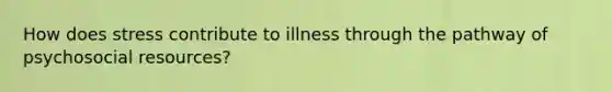 How does stress contribute to illness through the pathway of psychosocial resources?