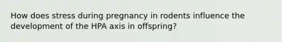 How does stress during pregnancy in rodents influence the development of the HPA axis in offspring?