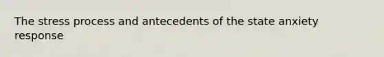 The stress process and antecedents of the state anxiety response