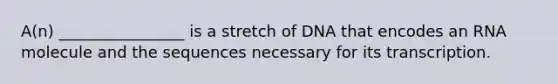 A(n) ________________ is a stretch of DNA that encodes an RNA molecule and the sequences necessary for its transcription.