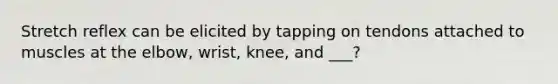 Stretch reflex can be elicited by tapping on tendons attached to muscles at the elbow, wrist, knee, and ___?