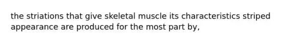 the striations that give skeletal muscle its characteristics striped appearance are produced for the most part by,