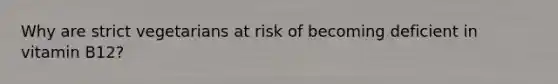 Why are strict vegetarians at risk of becoming deficient in vitamin B12?