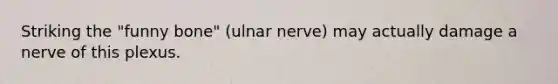 Striking the "funny bone" (ulnar nerve) may actually damage a nerve of this plexus.