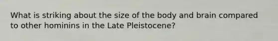 What is striking about the size of the body and brain compared to other hominins in the Late Pleistocene?