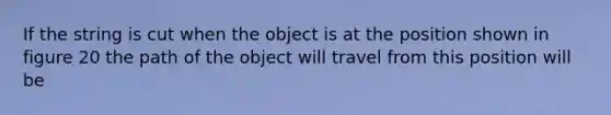 If the string is cut when the object is at the position shown in figure 20 the path of the object will travel from this position will be