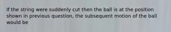 If the string were suddenly cut then the ball is at the position shown in previous question, the subsequent motion of the ball would be