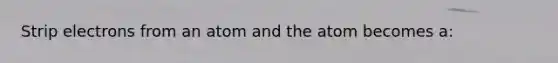 Strip electrons from an atom and the atom becomes a: