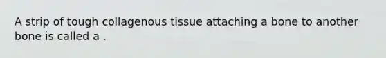 A strip of tough collagenous tissue attaching a bone to another bone is called a .