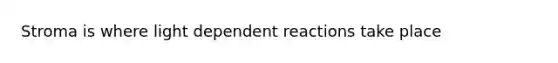 Stroma is where light dependent reactions take place