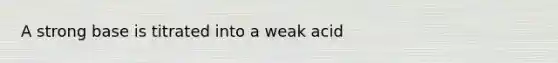 A strong base is titrated into a weak acid