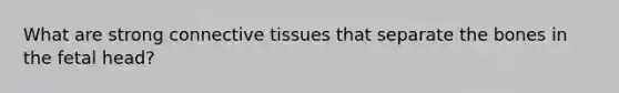 What are strong connective tissues that separate the bones in the fetal head?