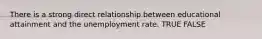 There is a strong direct relationship between educational attainment and the unemployment rate. TRUE FALSE