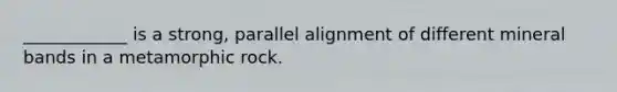 ____________ is a strong, parallel alignment of different mineral bands in a metamorphic rock.