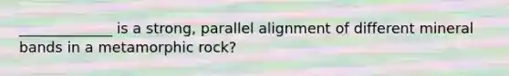 _____________ is a strong, parallel alignment of different mineral bands in a metamorphic rock?