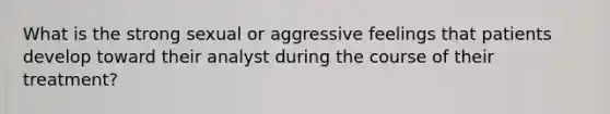 What is the strong sexual or aggressive feelings that patients develop toward their analyst during the course of their treatment?